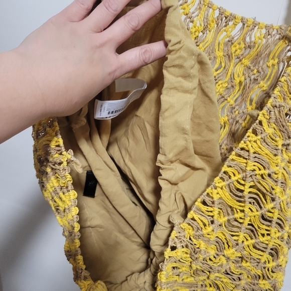 Zara Mustard Woven Large Tote Bag - Picture 3 of 6